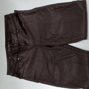 WHBM Coated Brown Skinny Ankle Jeans